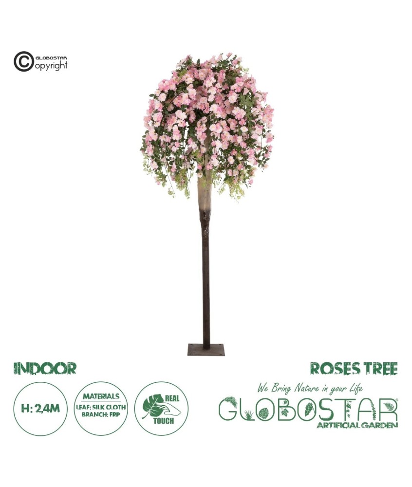 GloboStar® Artificial Garden ROSES TREE 21068 Τεχνητό Διακοσμητικό Δέντρο Τριανταφυλλιά Μ110 x Π110 x Υ240cm